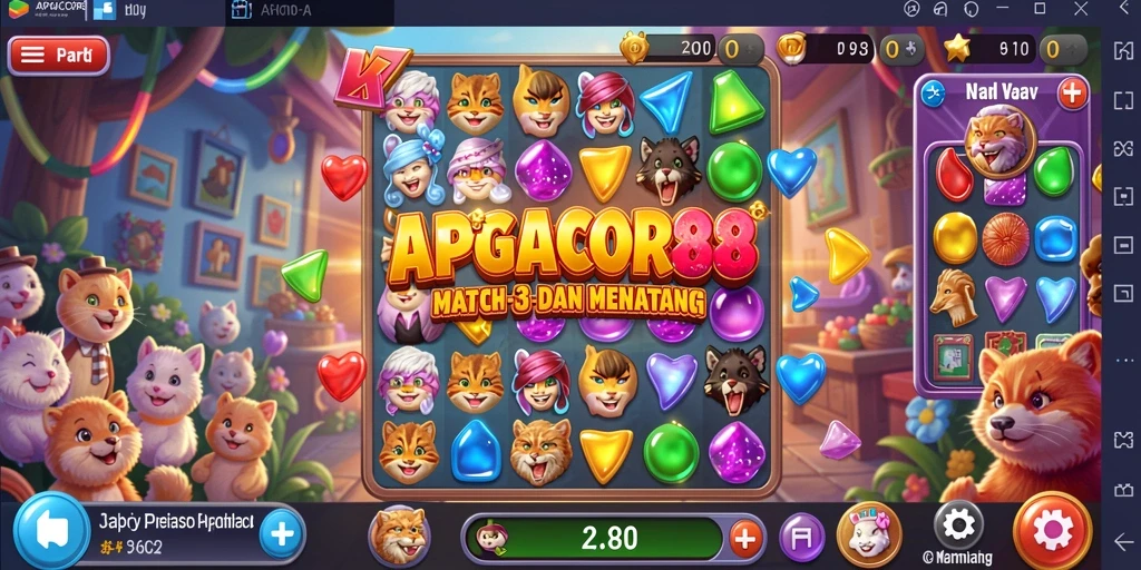 Screenshot gameplay APIGACOR88 yang menampilkan aksi Match-3.