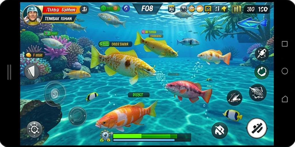 Tampilan menarik gameplay Tembak Ikan di FO8 yang seru.