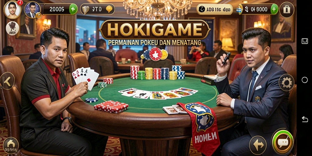 Tampilan gameplay HOKIGAME dengan aksi seru pada meja Poker.