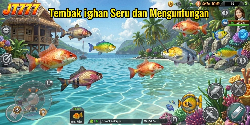 Screenshot utama JT777 menampilkan aksi tangkap ikan yang seru.