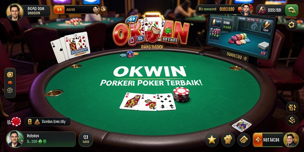 Screenshot menunjukkan gameplay OKWIN dengan antarmuka yang menarik dan pengalaman bermain Poker yang seru.