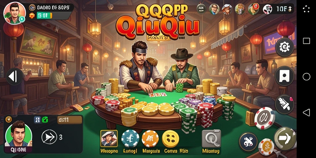 Screenshot QQRP menampilkan suasana bermain QiuQiu yang seru.