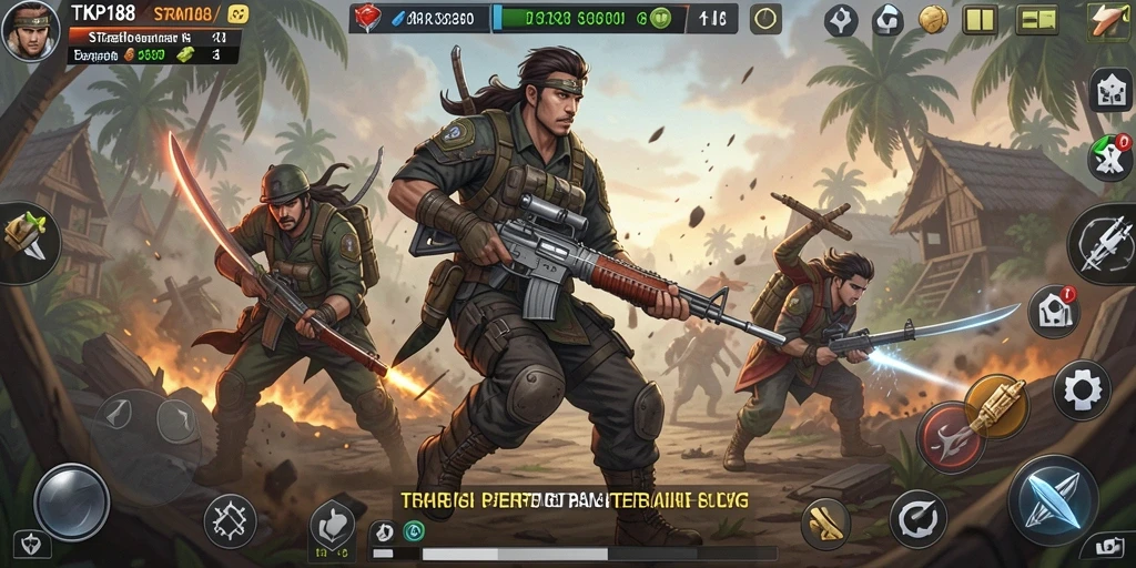 Screenshot gameplay TKP188 yang menampilkan strategi pertempuran yang intens.