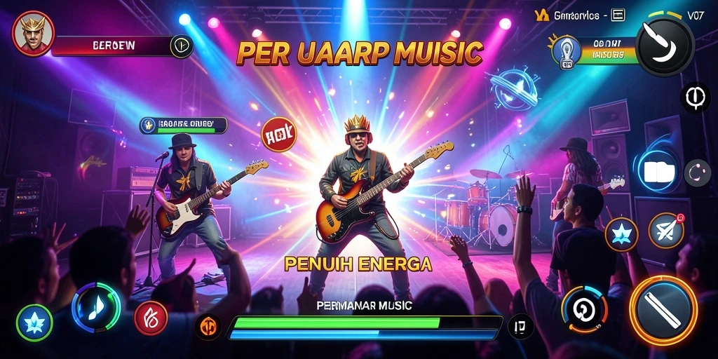 Screenshot V07 menampilkan pengguna yang asyik bermain musik dengan antarmuka interaktif.